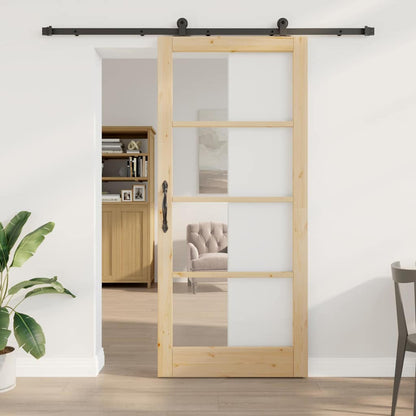vidaXL Sliding Door ORKDAL Natural and Black 93 x 211 cm
