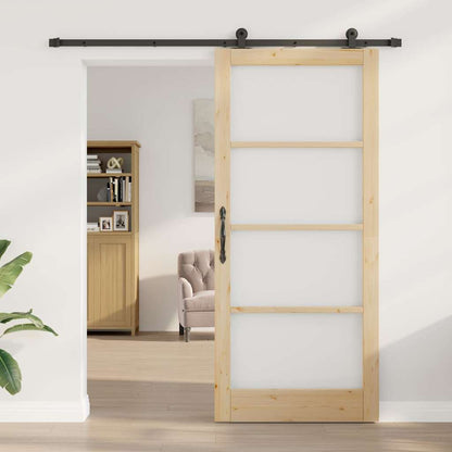 vidaXL Sliding Door ORKDAL Natural and Black 93 x 211 cm