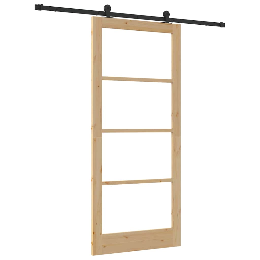 vidaXL Sliding Door ORKDAL Natural and Black 93 x 211 cm