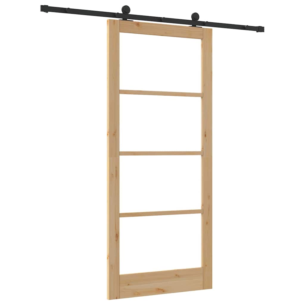 vidaXL Sliding Door ORKDAL Natural and Black 93 x 211 cm