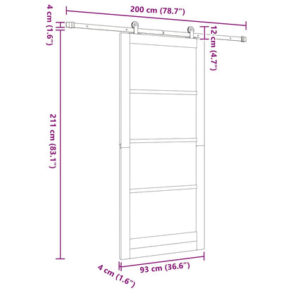 vidaXL Sliding Door ORKDAL Natural and Black 93 x 211 cm