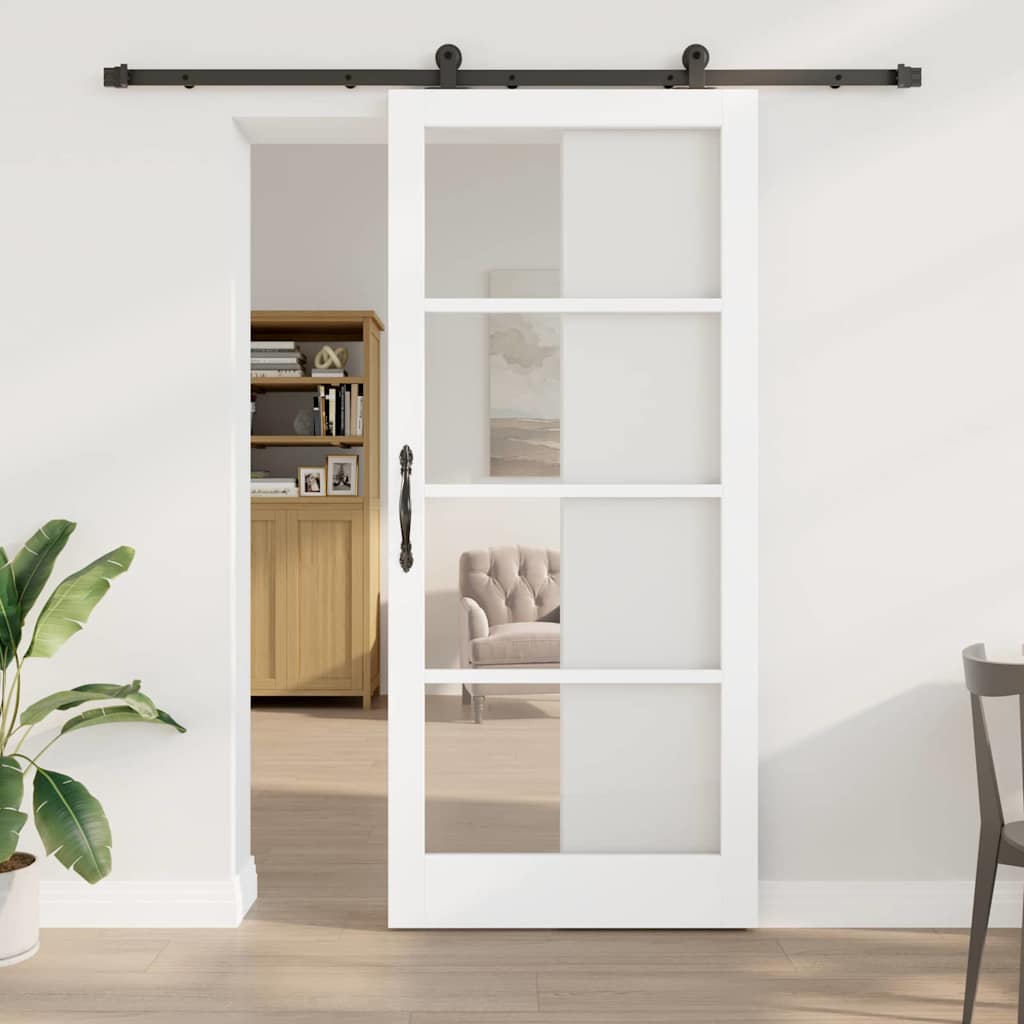 vidaXL Sliding Door ORKDAL White and Black 93 x 211 cm