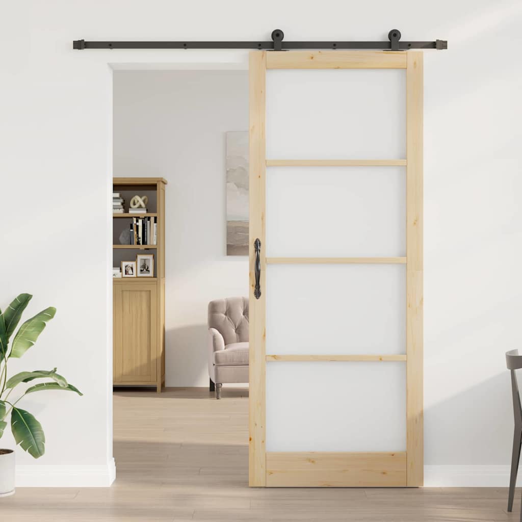 vidaXL Sliding Door ORKDAL Natural and Black 93 x 232 cm