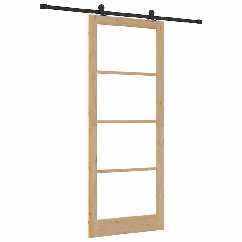 vidaXL Sliding Door ORKDAL Natural and Black 93 x 232 cm