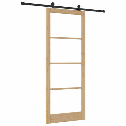 vidaXL Sliding Door ORKDAL Natural and Black 93 x 232 cm