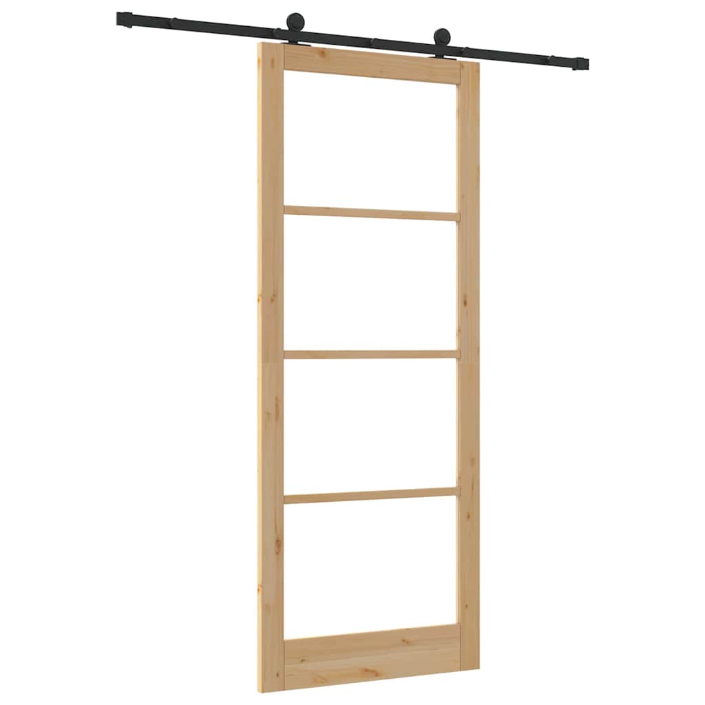 vidaXL Sliding Door ORKDAL Natural and Black 93 x 232 cm