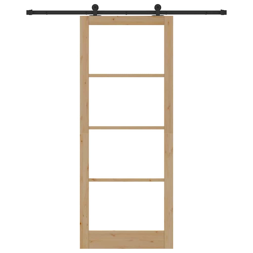vidaXL Sliding Door ORKDAL Natural and Black 93 x 232 cm