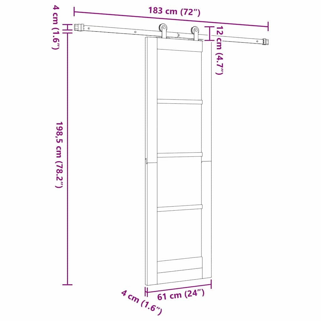 vidaXL Sliding Door ORKDAL White 61 x 198.5 cm