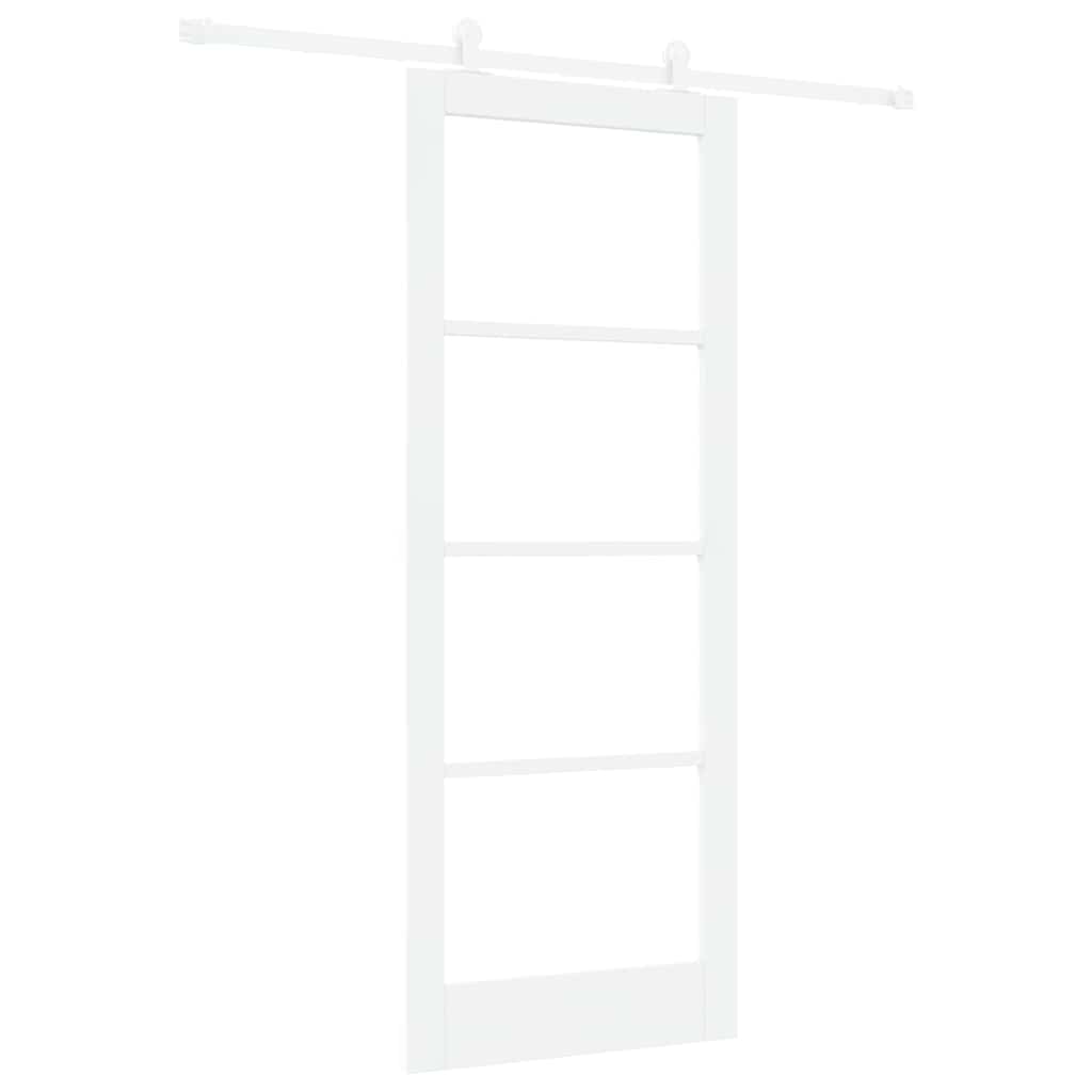 vidaXL Sliding Door ORKDAL White 83 x 211 cm Solid Pine Wood and Glass