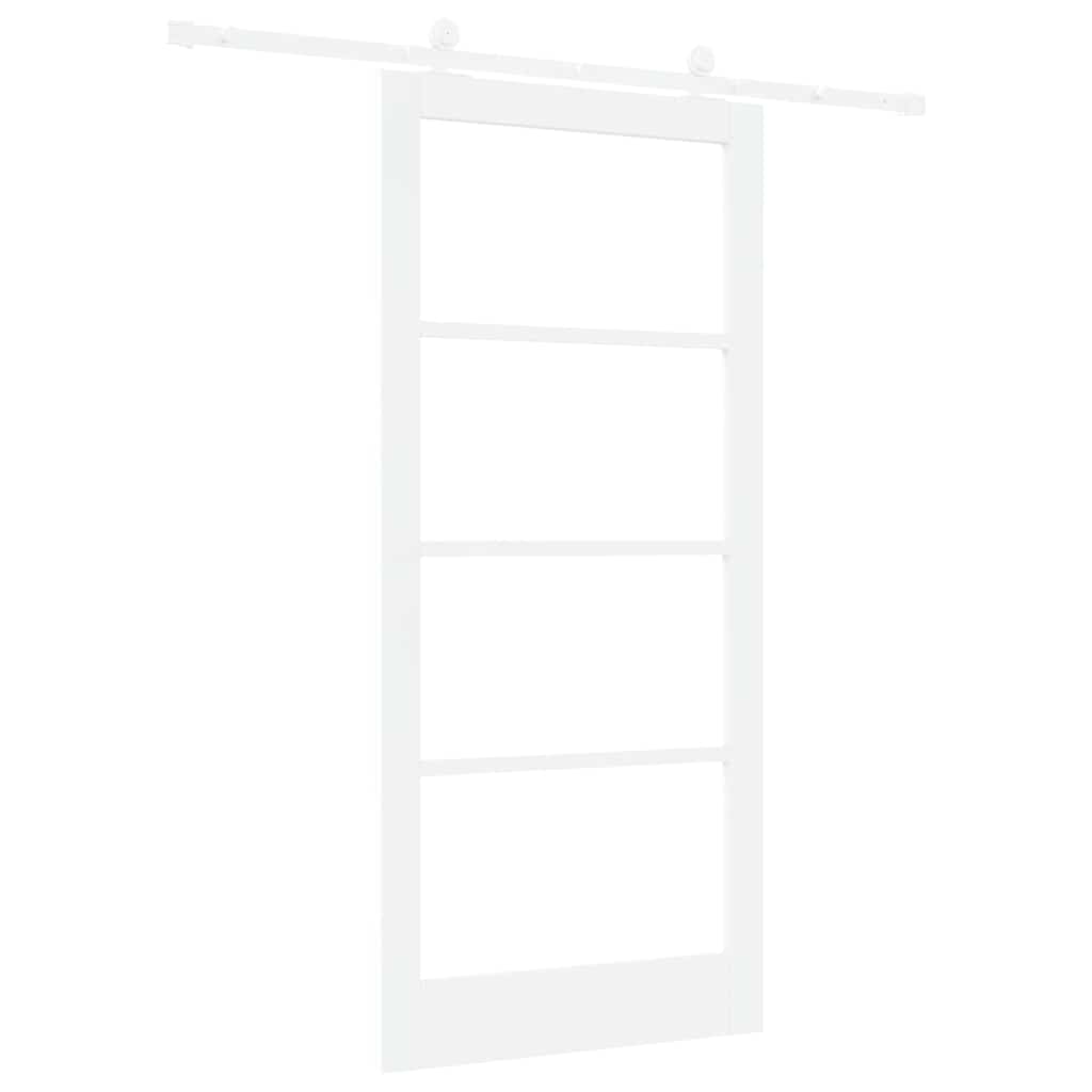 vidaXL Sliding Door ORKDAL White 93 x 202 cm Solid Pine Wood and Glass