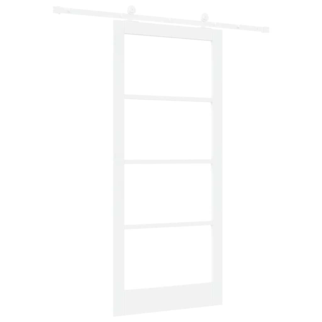 vidaXL Sliding Door ORKDAL White 93 x 211 cm Solid Pine Wood and Glass