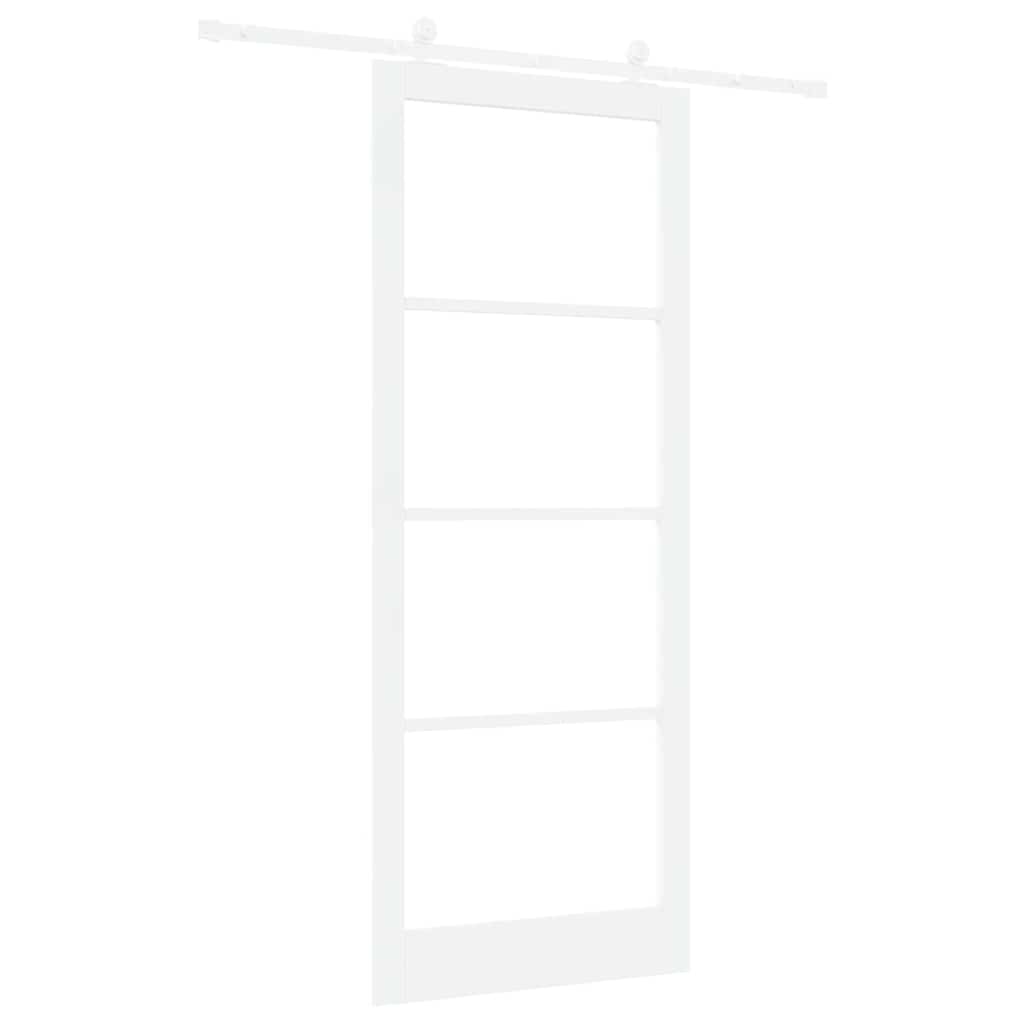 vidaXL Sliding Door ORKDAL White 93 x 232 cm Solid Pine Wood and Glass