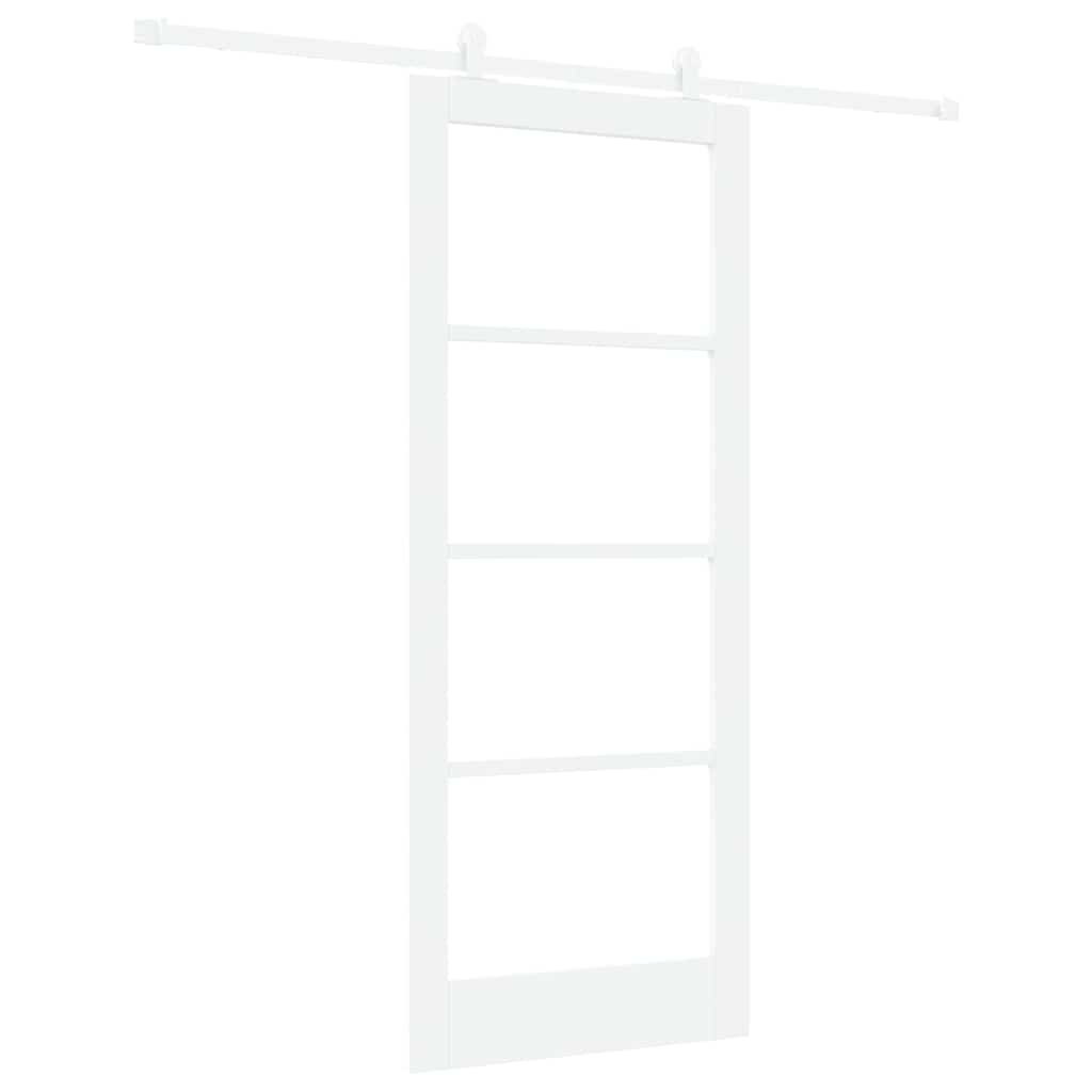 vidaXL Sliding Door ORKDAL White 83 x 202 cm Solid Pine Wood and Glass
