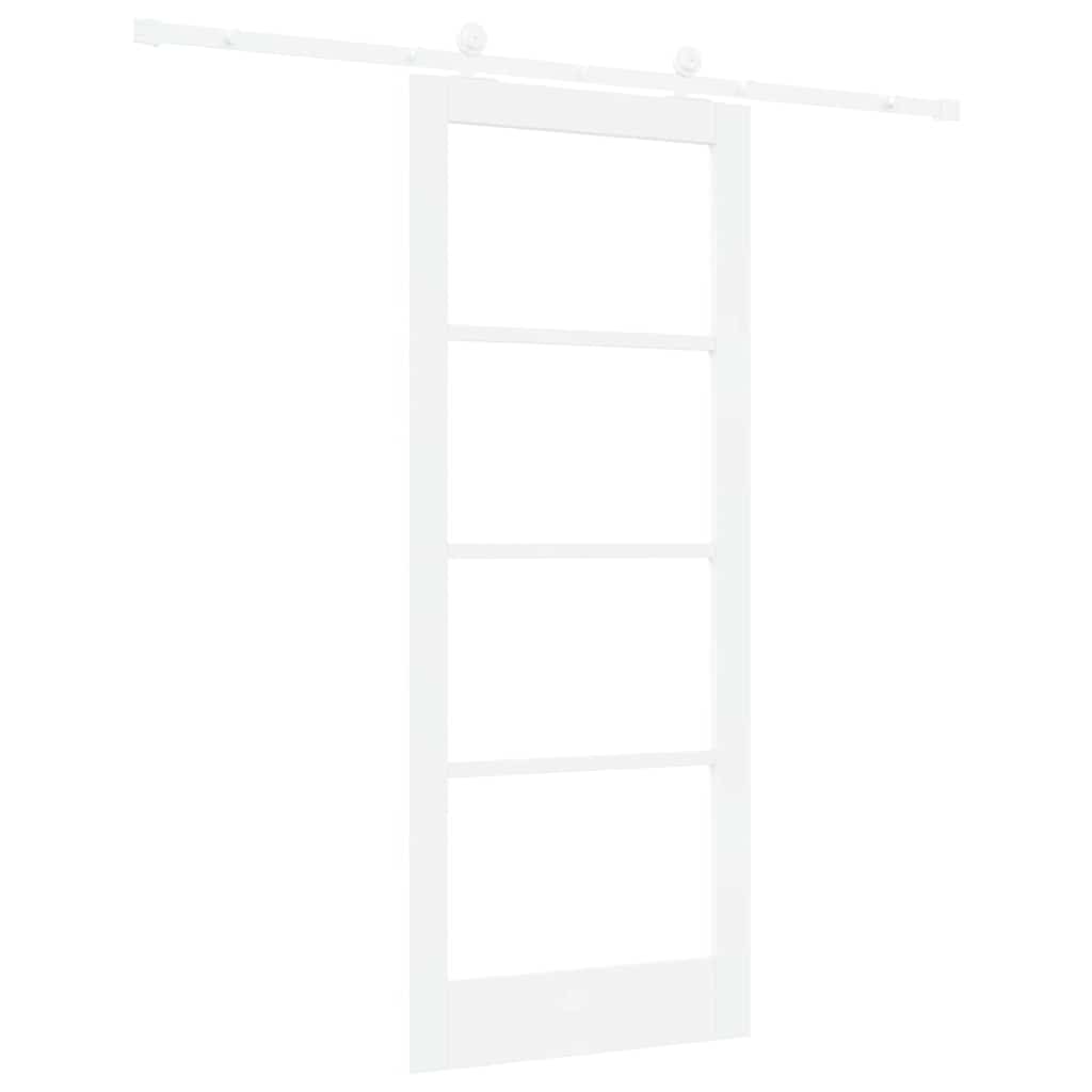 vidaXL Sliding Door ORKDAL White 83 x 202 cm Solid Pine Wood and Glass