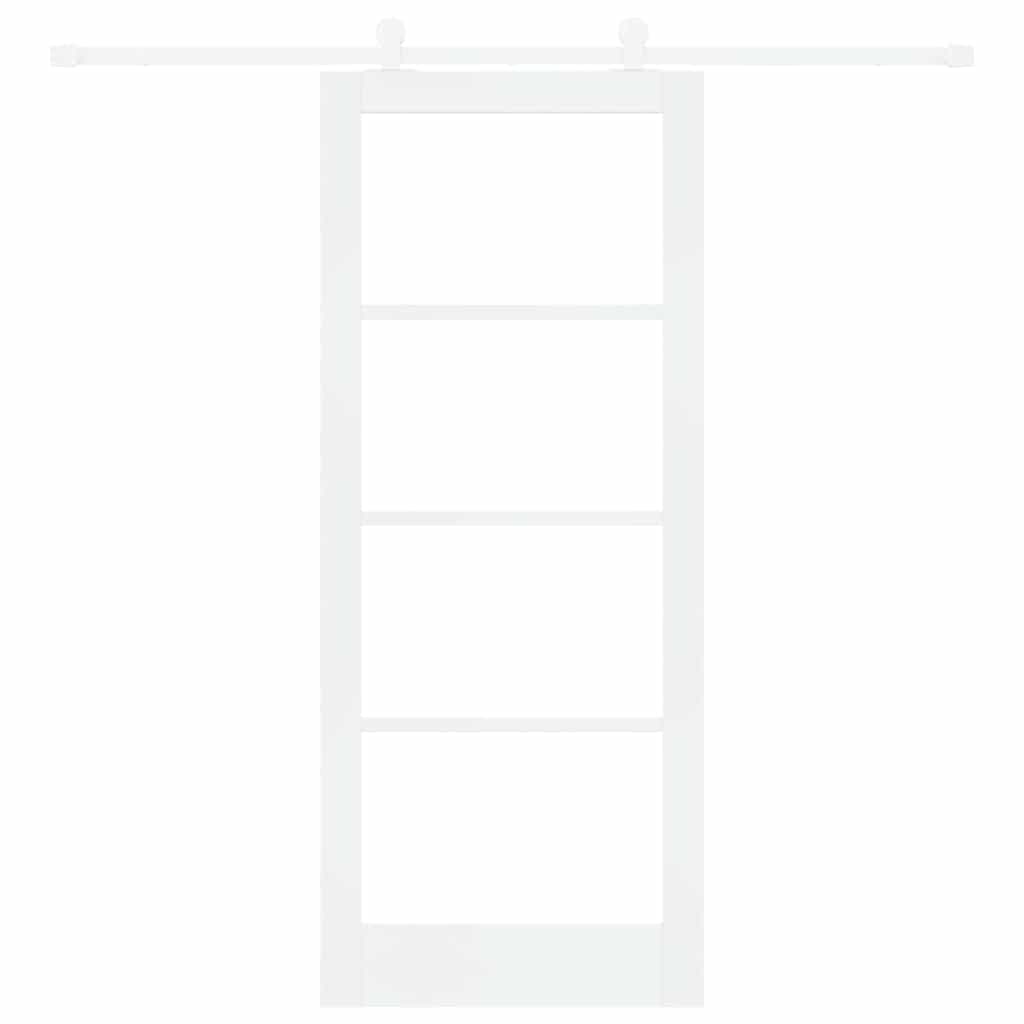 vidaXL Sliding Door ORKDAL White 83 x 202 cm Solid Pine Wood and Glass