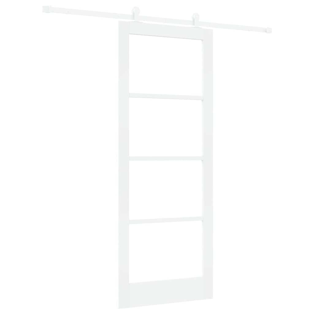 vidaXL Sliding Door ORKDAL White 83 x 211 cm Solid Pine Wood and Glass