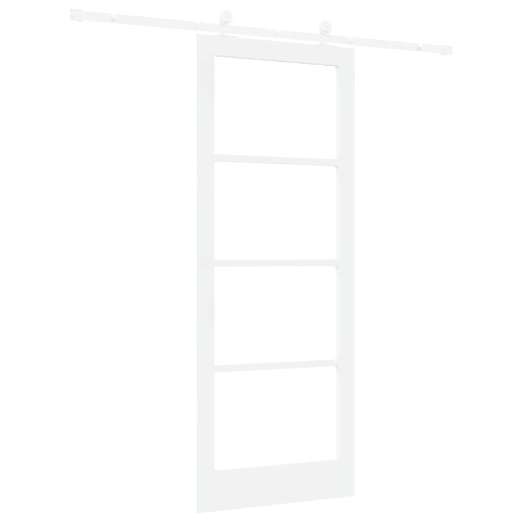 vidaXL Sliding Door ORKDAL White 83 x 211 cm Solid Pine Wood and Glass