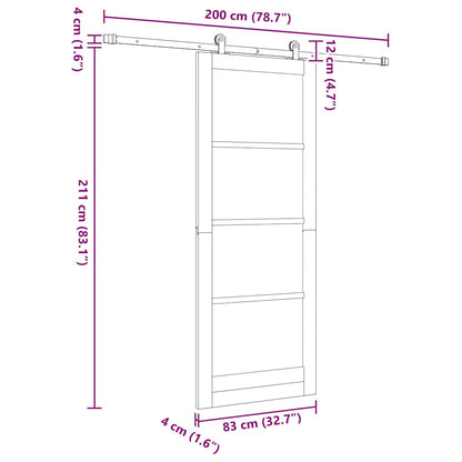 vidaXL Sliding Door ORKDAL White 83 x 211 cm Solid Pine Wood and Glass