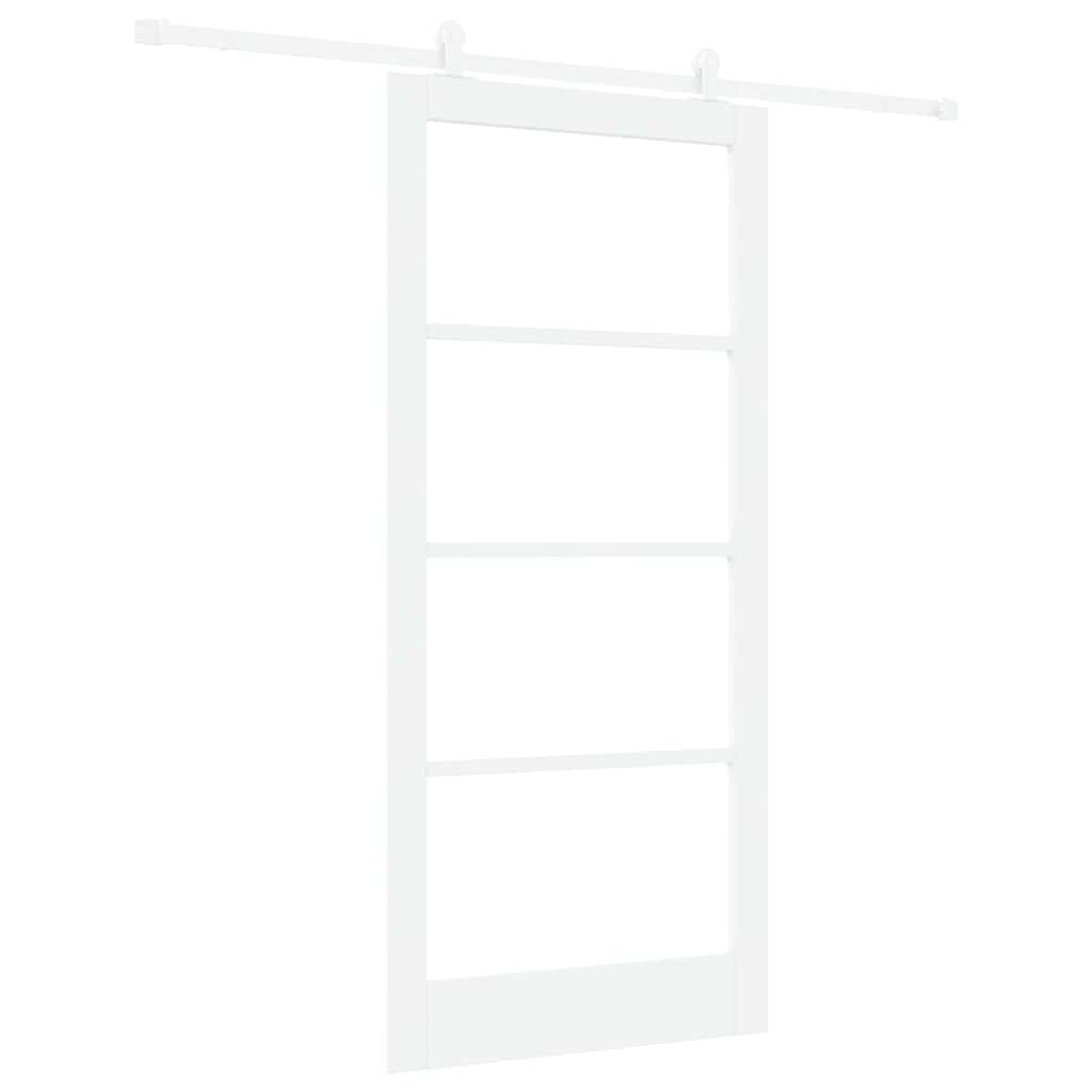 vidaXL Sliding Door ORKDAL White 93 x 202 cm Solid Pine Wood and Glass