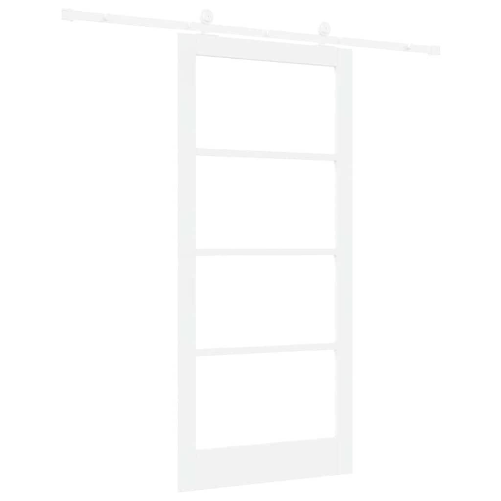 vidaXL Sliding Door ORKDAL White 93 x 202 cm Solid Pine Wood and Glass