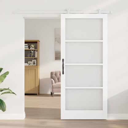 vidaXL Sliding Door ORKDAL White 93 x 211 cm Solid Pine Wood and Glass