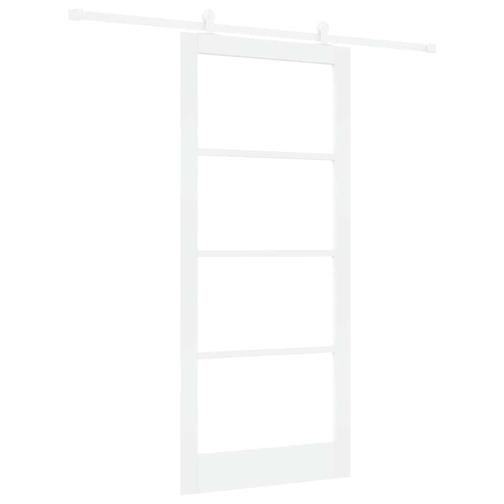vidaXL Sliding Door ORKDAL White 93 x 211 cm Solid Pine Wood and Glass