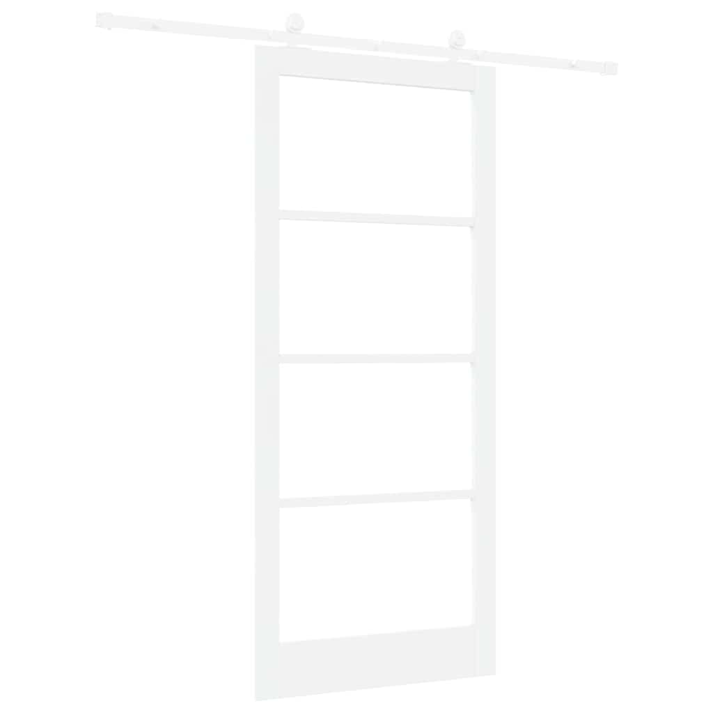 vidaXL Sliding Door ORKDAL White 93 x 211 cm Solid Pine Wood and Glass