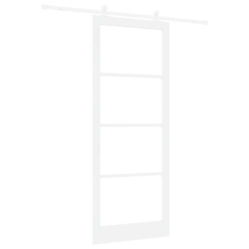 vidaXL Sliding Door ORKDAL White 93 x 232 cm Solid Pine Wood and Glass