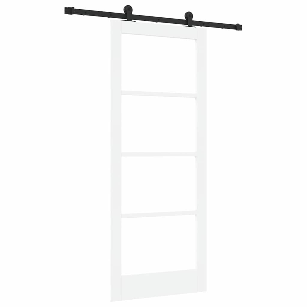 vidaXL Sliding Door ORKDAL White 83 x 202 cm Solid Pine Wood and Glass