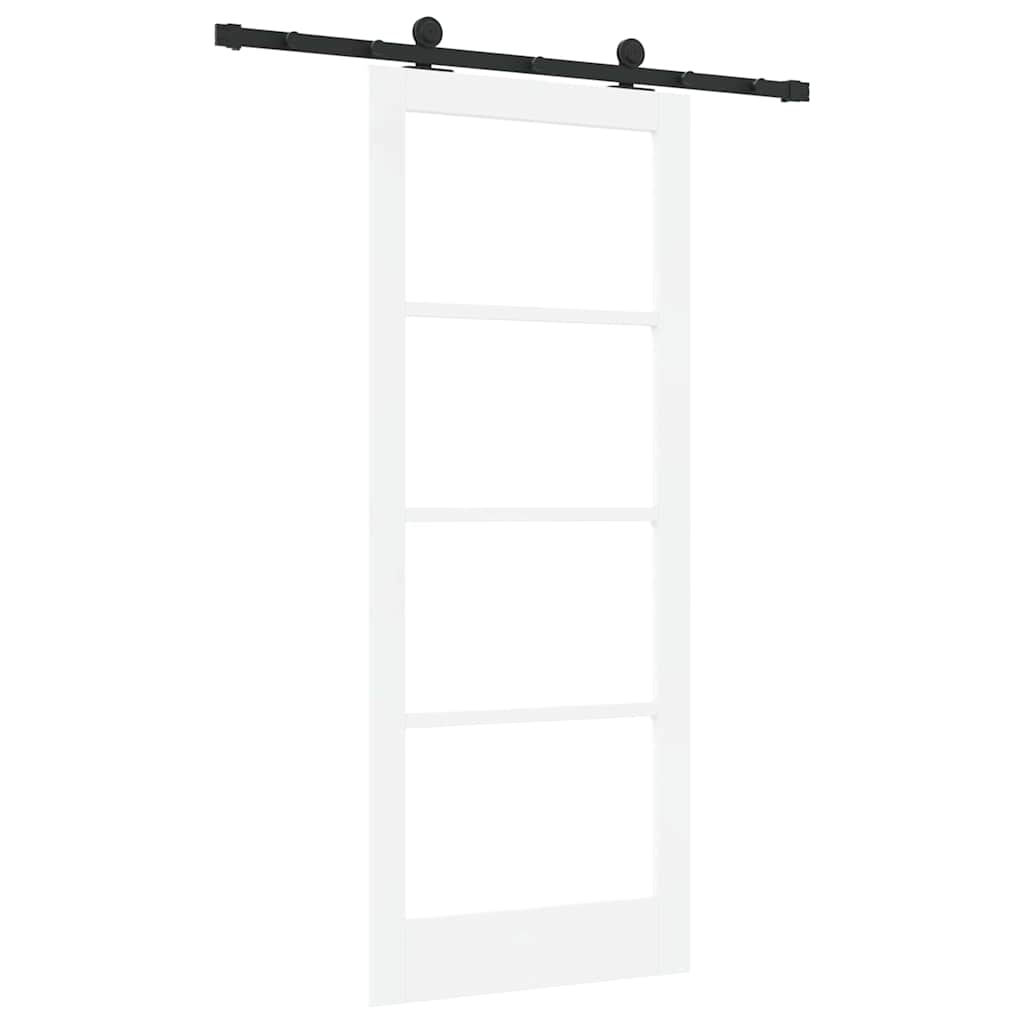 vidaXL Sliding Door ORKDAL White 83 x 202 cm Solid Pine Wood and Glass