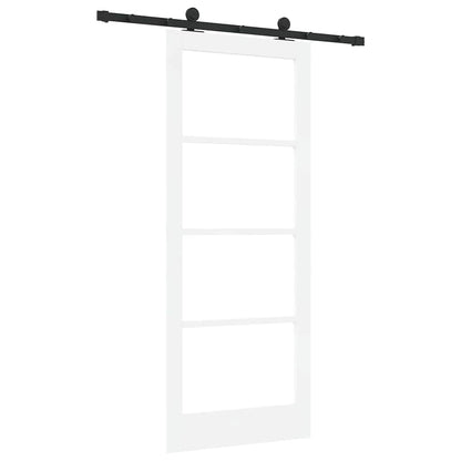 vidaXL Sliding Door ORKDAL White 83 x 202 cm Solid Pine Wood and Glass