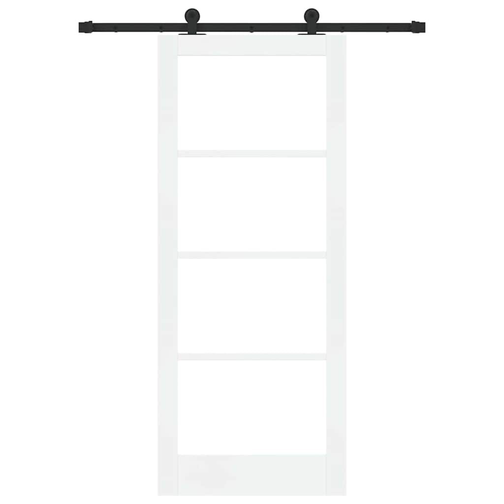 vidaXL Sliding Door ORKDAL White 83 x 202 cm Solid Pine Wood and Glass