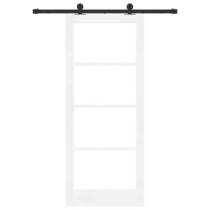 vidaXL Sliding Door ORKDAL White 83 x 202 cm Solid Pine Wood and Glass