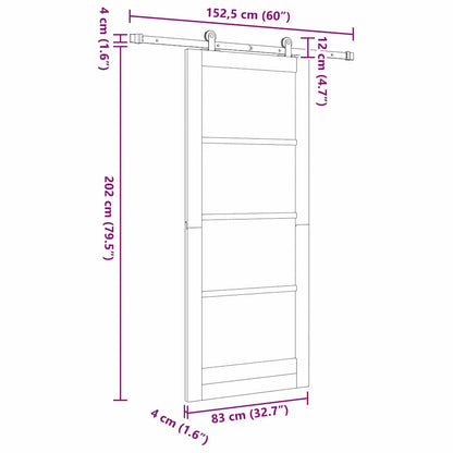vidaXL Sliding Door ORKDAL White 83 x 202 cm Solid Pine Wood and Glass