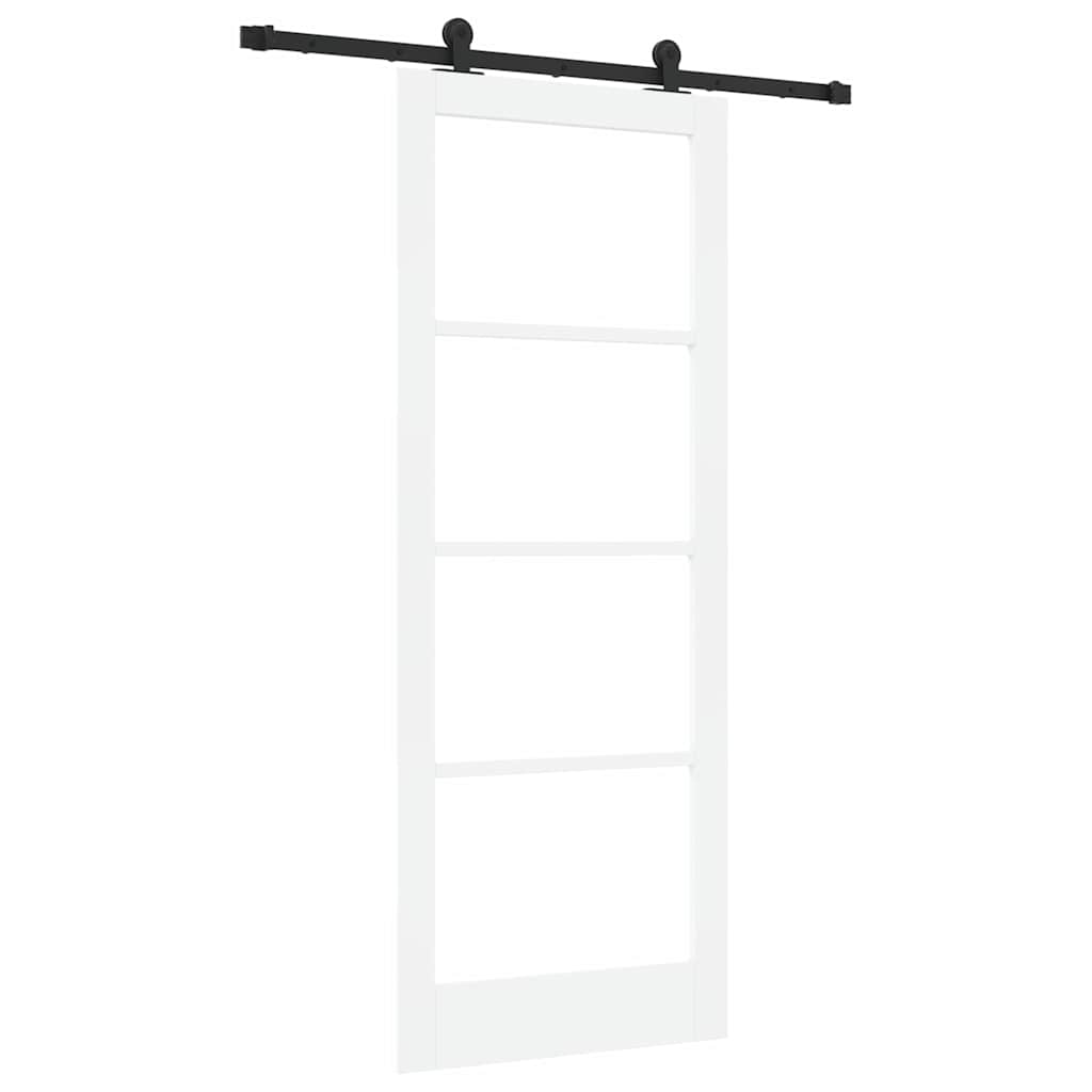 vidaXL Sliding Door ORKDAL White 83 x 211 cm Solid Pine Wood and Glass