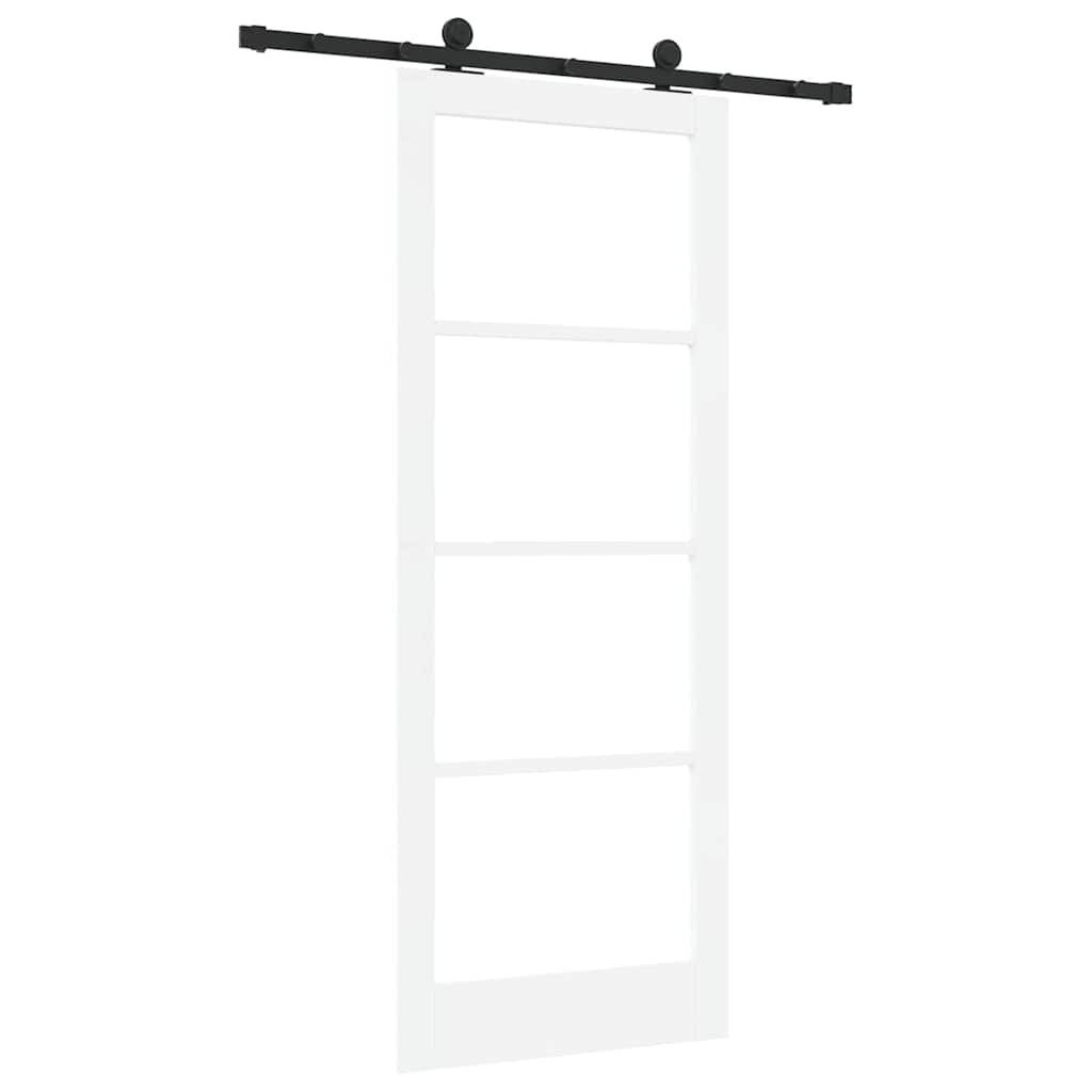 vidaXL Sliding Door ORKDAL White 83 x 211 cm Solid Pine Wood and Glass