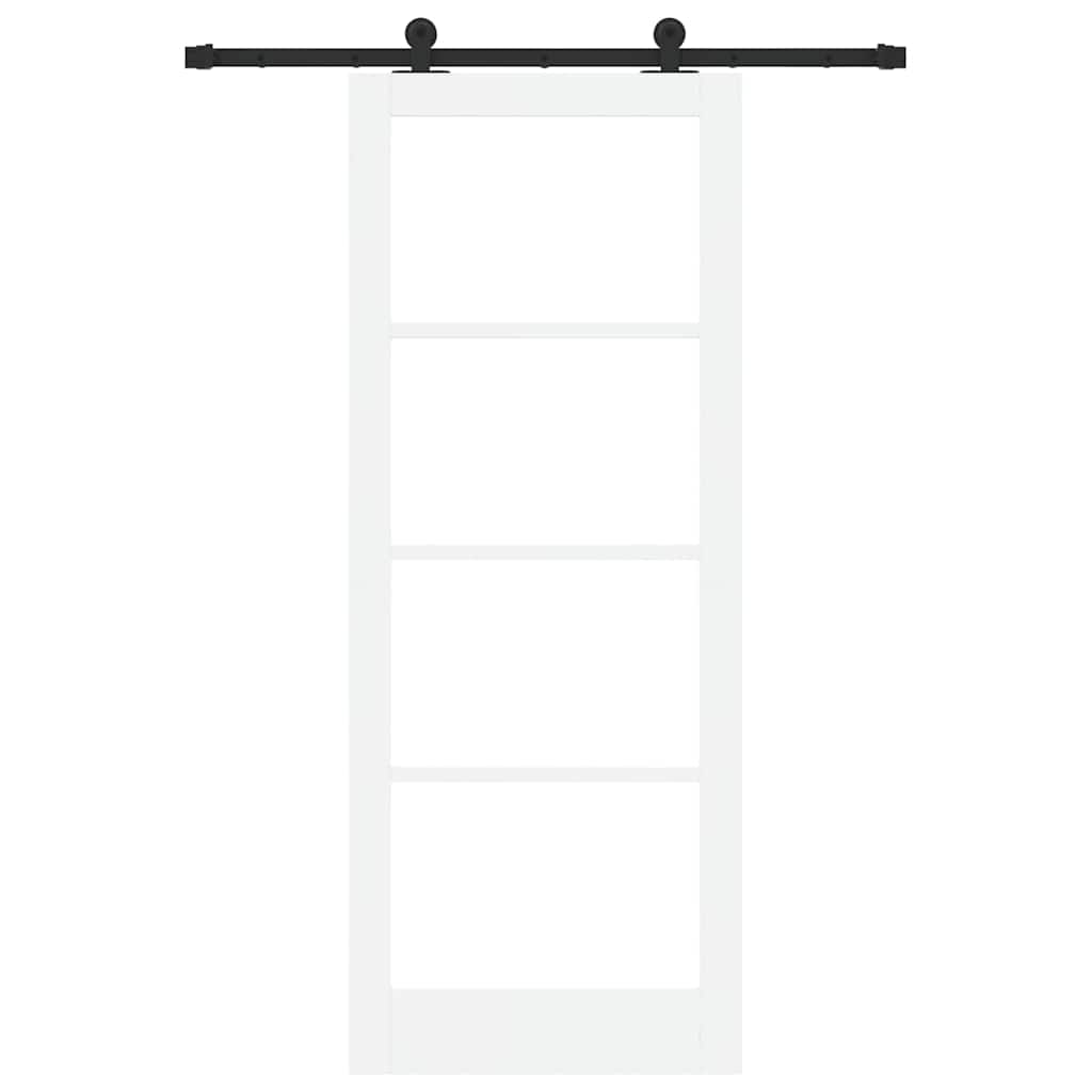 vidaXL Sliding Door ORKDAL White 83 x 211 cm Solid Pine Wood and Glass