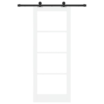 vidaXL Sliding Door ORKDAL White 83 x 211 cm Solid Pine Wood and Glass