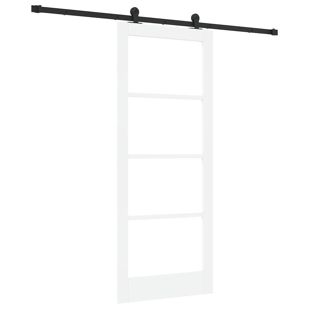 vidaXL Sliding Door ORKDAL White 83 x 202 cm Solid Pine Wood and Glass
