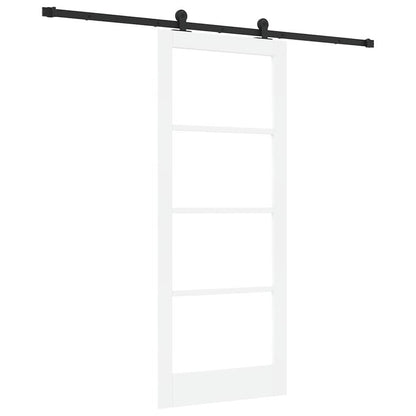 vidaXL Sliding Door ORKDAL White 83 x 202 cm Solid Pine Wood and Glass