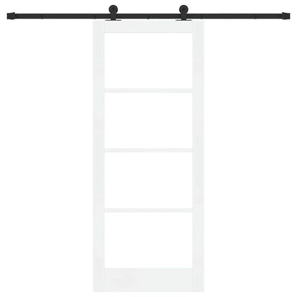 vidaXL Sliding Door ORKDAL White 83 x 202 cm Solid Pine Wood and Glass