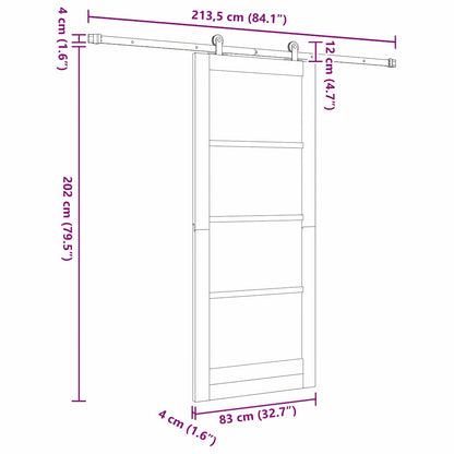 vidaXL Sliding Door ORKDAL White 83 x 202 cm Solid Pine Wood and Glass
