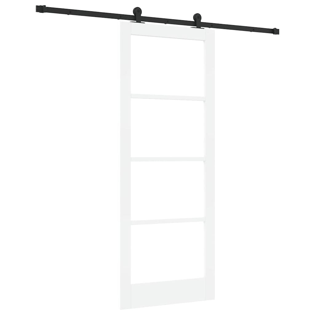 vidaXL Sliding Door ORKDAL White 83 x 211 cm Solid Pine Wood and Glass