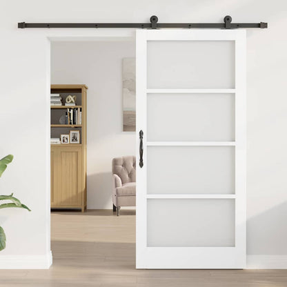 vidaXL Sliding Door ORKDAL White 93 x 202 cm Solid Pine Wood and Glass
