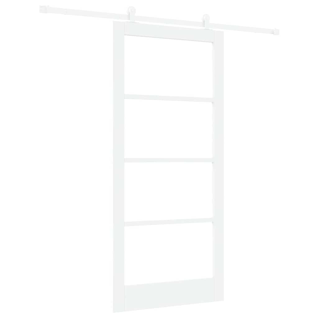 vidaXL Sliding Door ORKDAL White 93 x 202 cm Solid Pine Wood and Glass