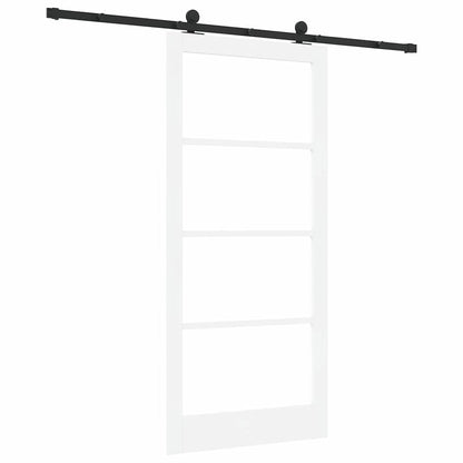 vidaXL Sliding Door ORKDAL White 93 x 202 cm Solid Pine Wood and Glass