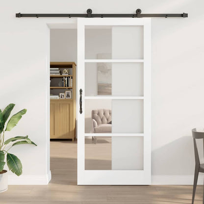 vidaXL Sliding Door ORKDAL White 93 x 211 cm Solid Pine Wood and Glass