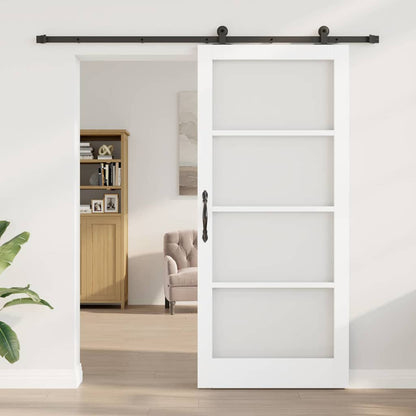 vidaXL Sliding Door ORKDAL White 93 x 211 cm Solid Pine Wood and Glass