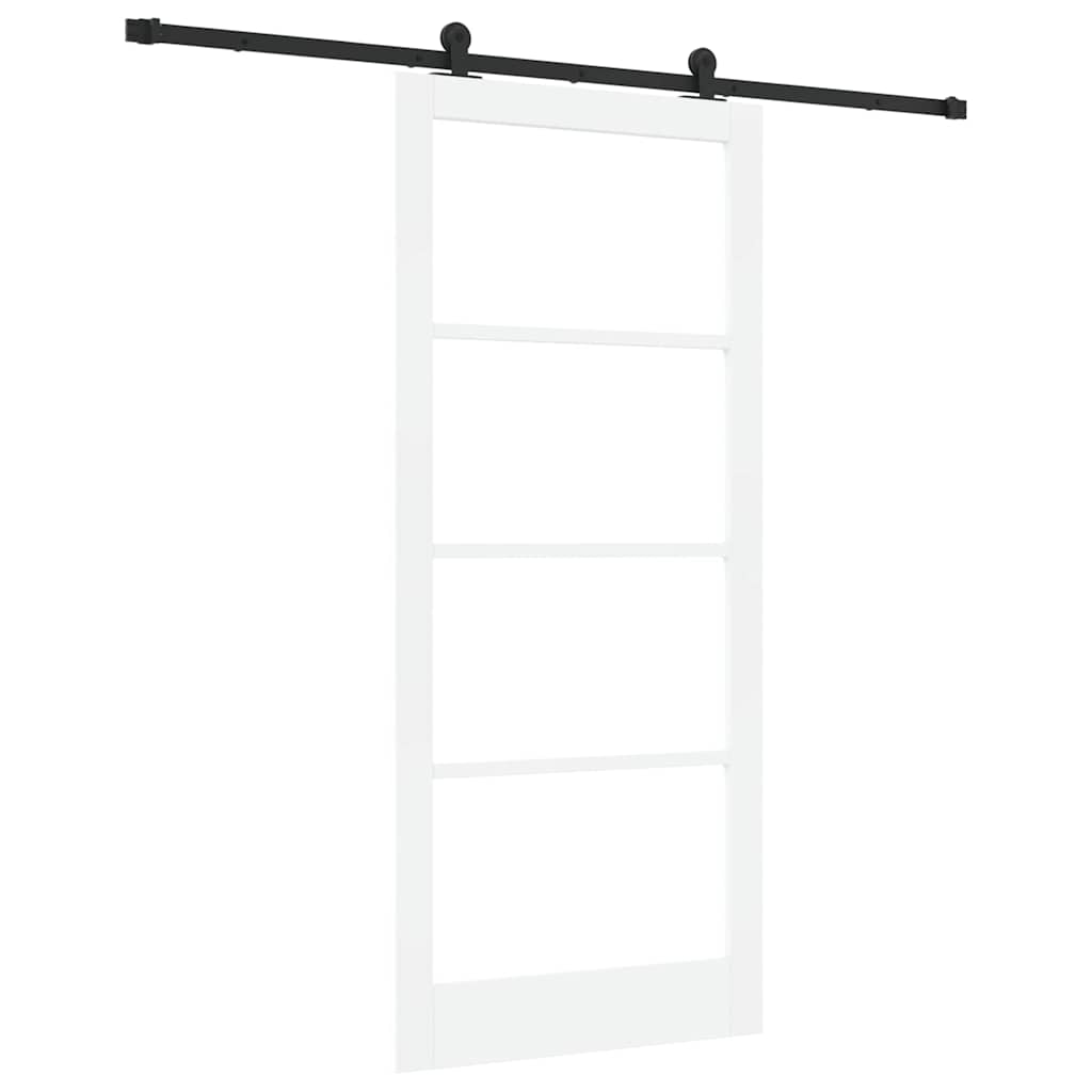 vidaXL Sliding Door ORKDAL White 93 x 211 cm Solid Pine Wood and Glass