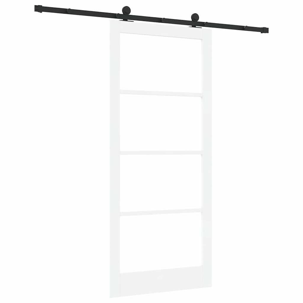vidaXL Sliding Door ORKDAL White 93 x 211 cm Solid Pine Wood and Glass